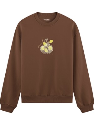 The Lucid Lab Make Some Lemonade Oversize Sweatshirt - Kahverengi
