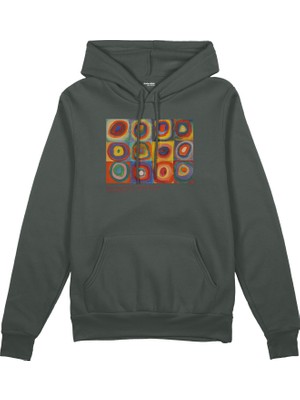 The Lucid Lab Color Study, Squares With Concentric Circles Oversize Hoodie - Antrasit