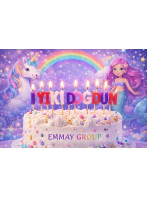 İTHAL "iyi Ki Doğdun" Harf Mum Unicorn ve Marmaid Party, Doğum Günü Pasta Mumu