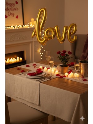 Deniz Party Store Love El Yazısı Folyo Balon Gold Renk