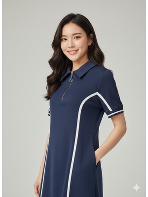 On Triko Çizgi Detaylı Elbise 76483