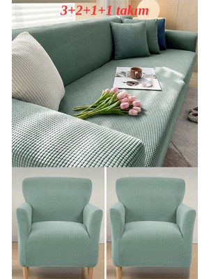 KUTLALE Likralı Pitikare Desen 3+2+1+1 Koltuk, Kanepe, Çekyat Örtüsü Takımı, Streç, Esnek, Lastikli, Koltuk Kılıfı 3211 Takımı