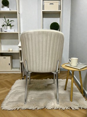 Msy Home  Berya Krom Yönsüz Kumaş Modern ve Şık Sandalye Takımı