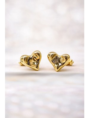 Vipfoni Erimiş Altın Görünümlü Çelik Kalp Küpe