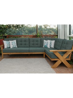 Berlin Masif Ahşap Bahçe Balkon Köşe Koltuk Takımı Kestane Ağacı Haki