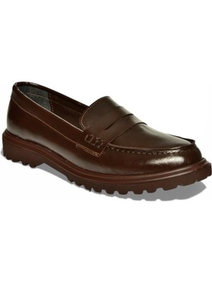 Fox Shoes Y996051060 Kahverengi Rustik Alçak Tabanlı Kadın Makosen Ayakkabı