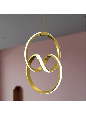 Emily Eskitme Tekli Sarkıt LED Günışığı Ultra Ledli Salon Mutfak Oda Hol Ledli Avize Gold