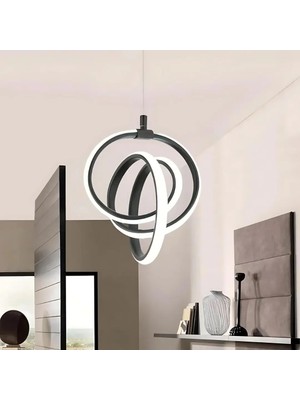 Emily Siyah Modern Sarkıt LED Avize Beyaz Işık Salon Mutfak Oda Hol Ledli Avize Siyah