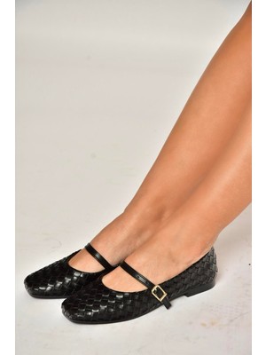Fox Shoes Y726368209 Siyah Düz Kadın Babet