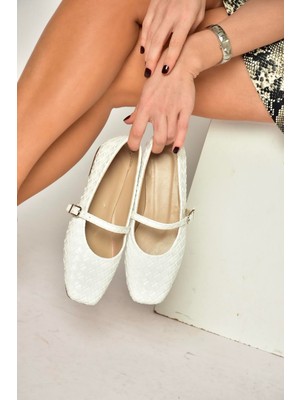 Fox Shoes Y726368209 Beyaz Düz Kadın Babet