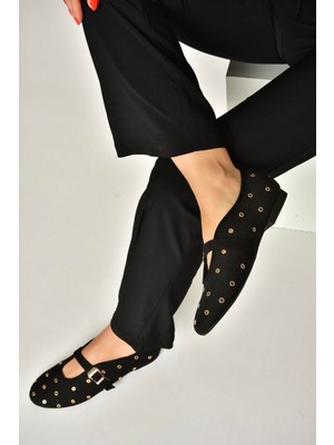 Fox Shoes Y820410104 Siyah Triko Kumaş Kadın Babet