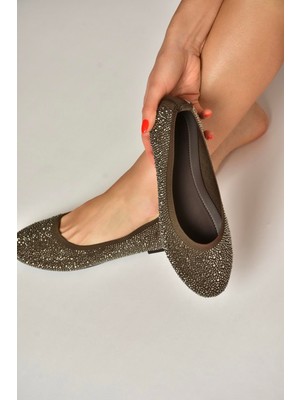 Fox Shoes Y820411004 Kahverengi Triko Kumaş Kadın Babet
