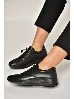 Fox Shoes Y999255803 Siyah Hakiki Deri Kadın Spor Ayakkabı Sneakers