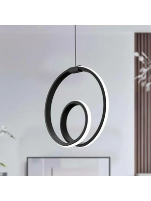 Orjin Siyah Tekli Sarkit LED Beyaz Işık Ultra Ledli Salon Mutfak Oda Hol Ledli Avize Siyah