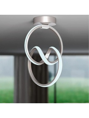 Emily Gri Tekli Plafonyer LED Beyaz Ultra Ledli Salon Mutfak Oda Hol Ledli Avize Gümüş