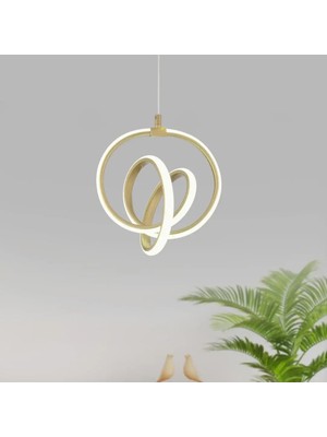 Emily Eskitme Tekli Sarkıt LED Beyaz Işık Ultra Ledli Salon Mutfak Oda Hol Ledli Avize Gold