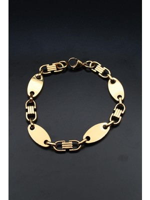 Prestige Gemici Model Paslanmaz Çelik Bileklik Altın KAPLAMA10MM 902604