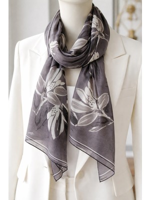 Bonjela Soft Eşarp Yonca Desen Koyu Vizon