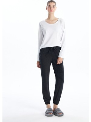 Lc Waikiki Yeni Sezon Beli Lastikli Düz Kadife Kadın Jogger Pijama Alt