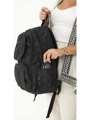 Gp Gues Polo Unisex Suya Dayanıklı Krinkıl Kumaş Çok Gözlü Laptop Okul ve Seyahat Sırt Çantası