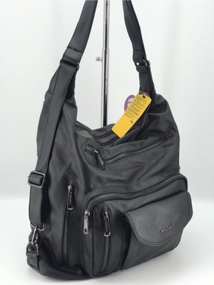 Mega Çanta Kadın Siyah Sırt ve Omuz Çantası