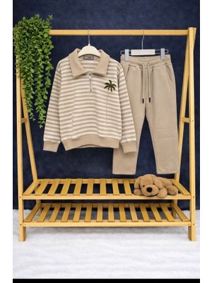 Nurcan Bebe Çizgili Yakalı Kazak Kotlu Ikili Takım(5-6//7-8/9-10/11-12)