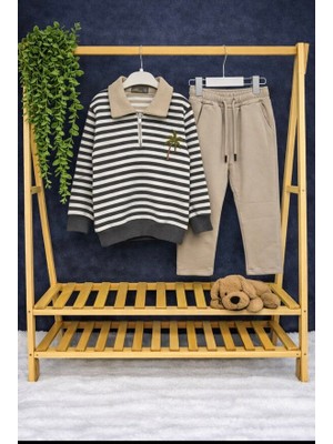 Nurcan Bebe Çizgili Yakalı Kazak Kotlu Ikili Takım(5-6//7-8/9-10/11-12)