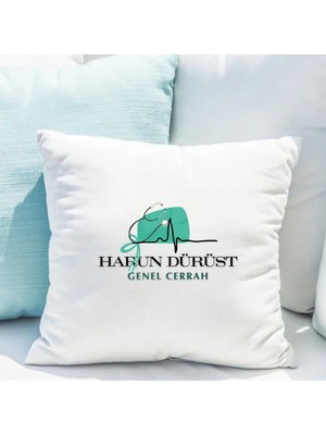 Hediye Vakti Doktorlara Özel Saten Yastık Kılıfı 50X50 cm – Isme Özel Baskılı Doktor Temalı Dekoratif Kırlent Kılıfı (Içi Boş)