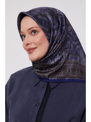 Levidor Kristal Eşarp Etnik Desen Lacivert