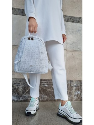 Just Polo Kadın Beyaz 9 Gözlü Sırt Çantası