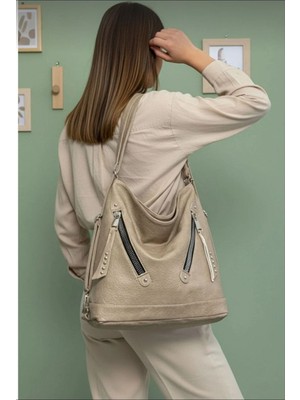 Yumuşak Suni Deri Büyük Boy Sırt Omuz Çantası