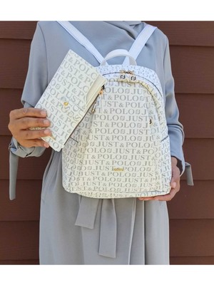Just Polo Kadın Krem 4 Bölmeli Sırt Çantası TM2024