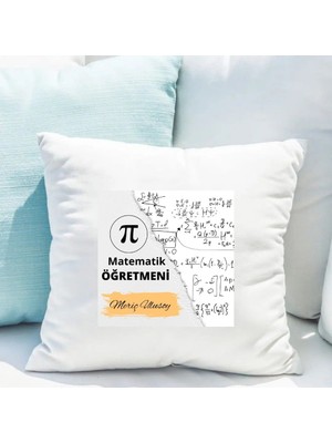 Hediye Vakti Matematik Öğretmenlerine Özel Saten Yastık Kılıfı 50X50 cm – Isme Özel Matematik Temalı Dekoratif Kırlent Kılıfı (Içi Boş