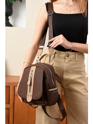 Just Polo Kadın Sırt ve Omuz Çantası Kahverengi Ergonomik Tasarım ile Şık Görünüm