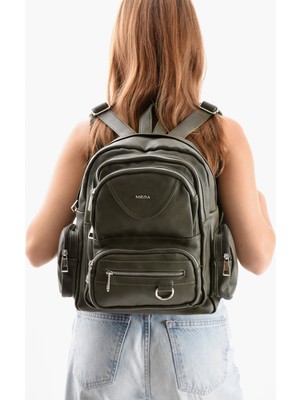 Mega Polo Lizbon Deri Çok Bölmeli Kadın Sırt Çantası