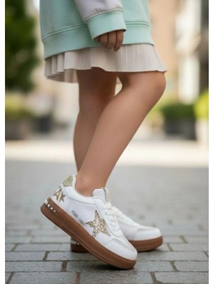 Benitto Kids Prokids Kız Çocuk Golden Yıldız Detaylı Günlük Sneaker Spor Ayakkabı BNT191