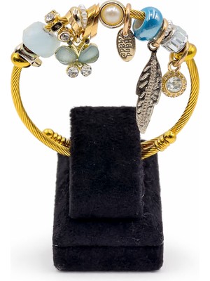 Pangu Deniz Kabuklu ve Yıldız Figürlü Altın Renk Çelik Charm Bileklik