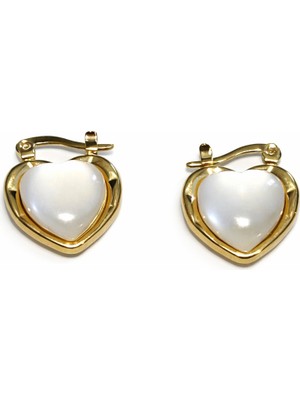 Pangu Altın Renk Çelik Kalp Detaylı Küpe