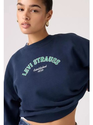 Levi's Kadın Bisiklet Yaka Bol Kesim Lacivert Sweatshirt - 005OZ-0001