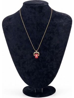 Pangu Renkli Taş Detaylı Geometrik Çelik Kolye