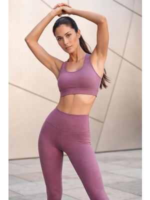 H1Style Yüksekbel Fit Toparlayıcı Fitnes Yoga Tayt Gülkurusu