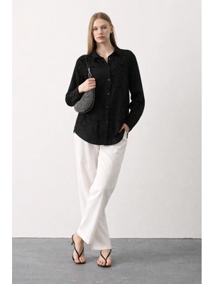 Cemo Kadın Çiçek Desenli Uzun Kollu Düğmeli Gömlek