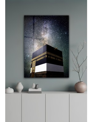 KutuTR Kabe Temalı Yıldızlı Gökyüzü Desenli Temperli Cam Tablo 50X70 cm 2d Uv Baskı - YCT069