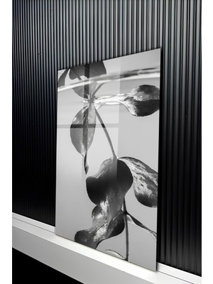 KutuTR Minimalist ve Lüks Detaylı Botanik Temalı Temperli Cam Tablo 50X70 cm 2d Uv Baskı - YCT270