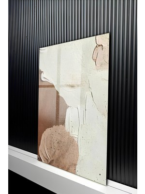 KutuTR Minimalist Dokulu Toprak ve Krem Tonlarında Temperli Cam Tablo 50X70 cm 2d Uv Baskı - YCT182