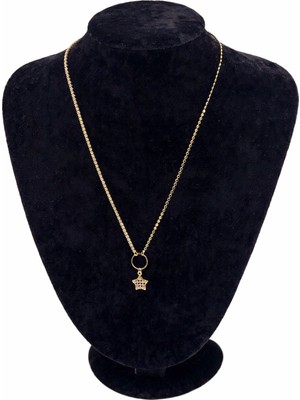 Pangu Altın Renk Asimetrik Zirkon Taşlı Yıldız Figürlü Çelik Kolye