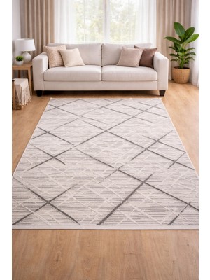 Merinos Halı Merinos Still 77229-095 Özel Kesme Halı Krem-Gri