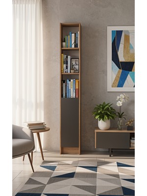 Yeti Mobilya FLAT30 Kitaplık 1 Kapaklı Kütüphane Çok Amaçlı Dolap