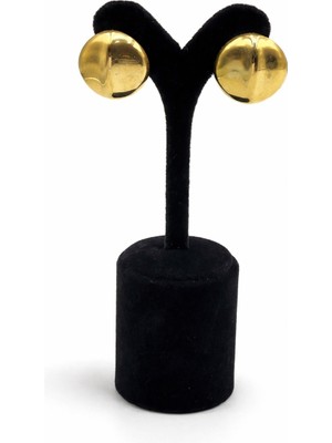 Pangu Altın Renk Bombeli Yuvarlak Çelik Küpe