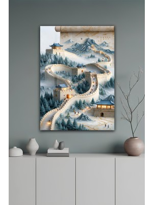 KutuTR Çin Seddi Manzaralı Temperli Cam Tablo 50X70 cm 2d Uv Baskı - YCT082